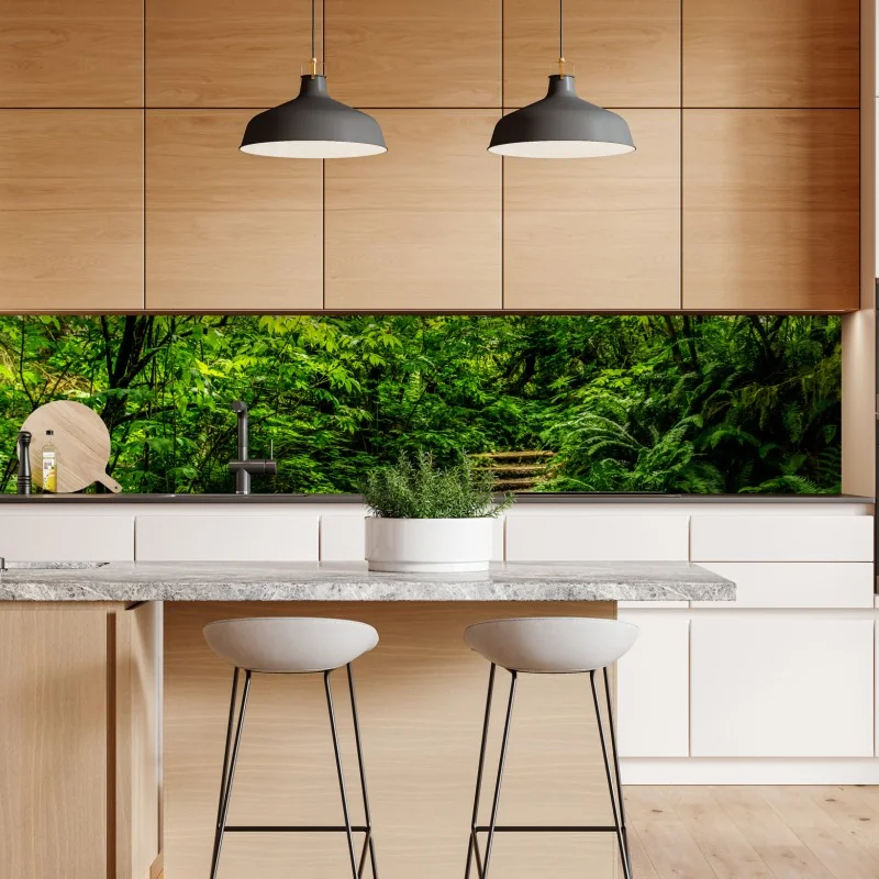 Naklejka repozycjonowalna turkusowe góry o złotych akcentach – Wallissimo®