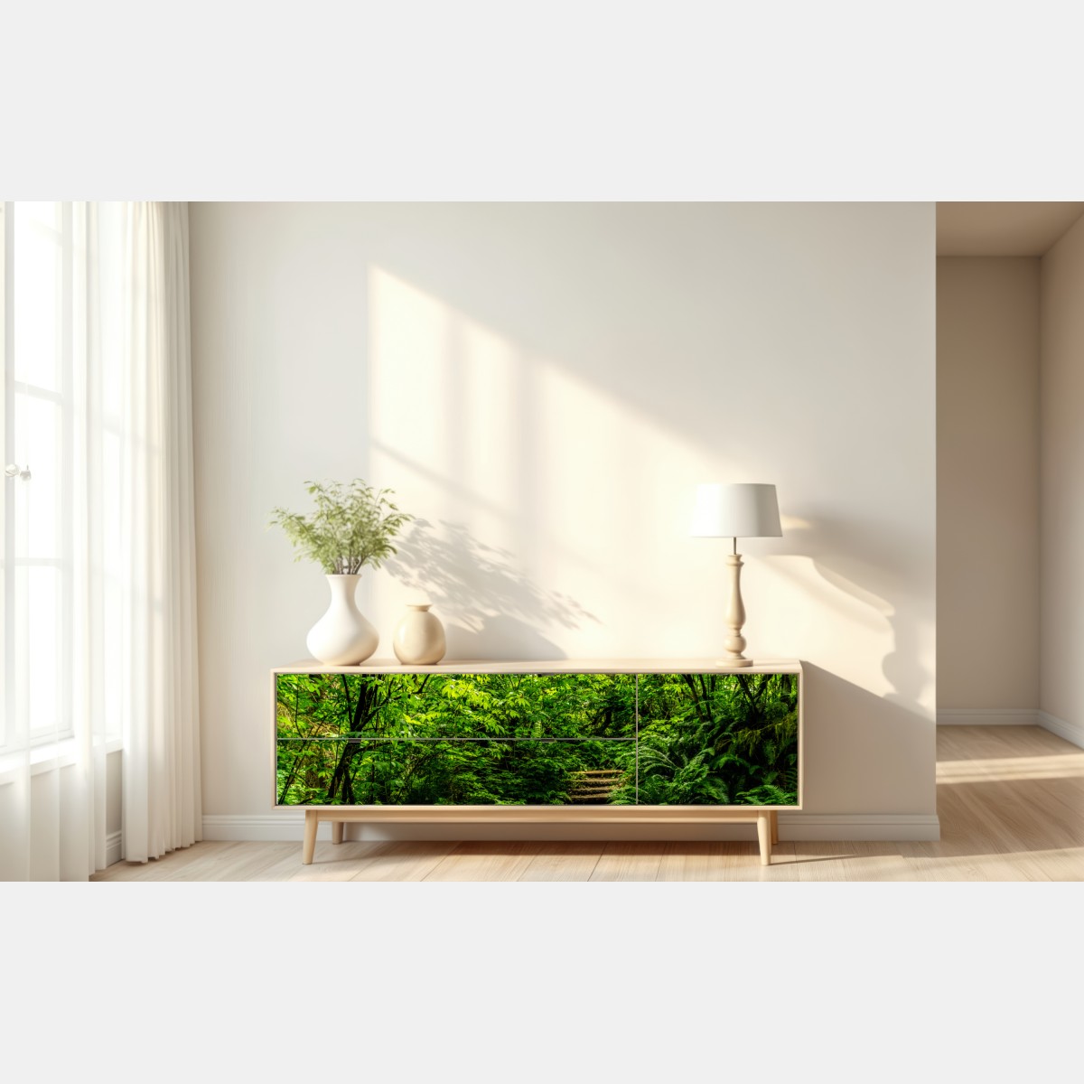 Naklejka repozycjonowalna bujna leśna ścieżka – Wallissimo® Naklejka repozycjonowalna bujna leśna ścieżka – Wallissimo®