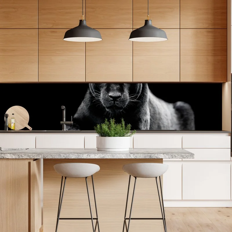 Naklejka repozycjonowalna portret czarnej pantery na czarnym tle – Wallissimo® Naklejka repozycjonowalna portret czarnej pantery na czarnym tle – Wallissimo®