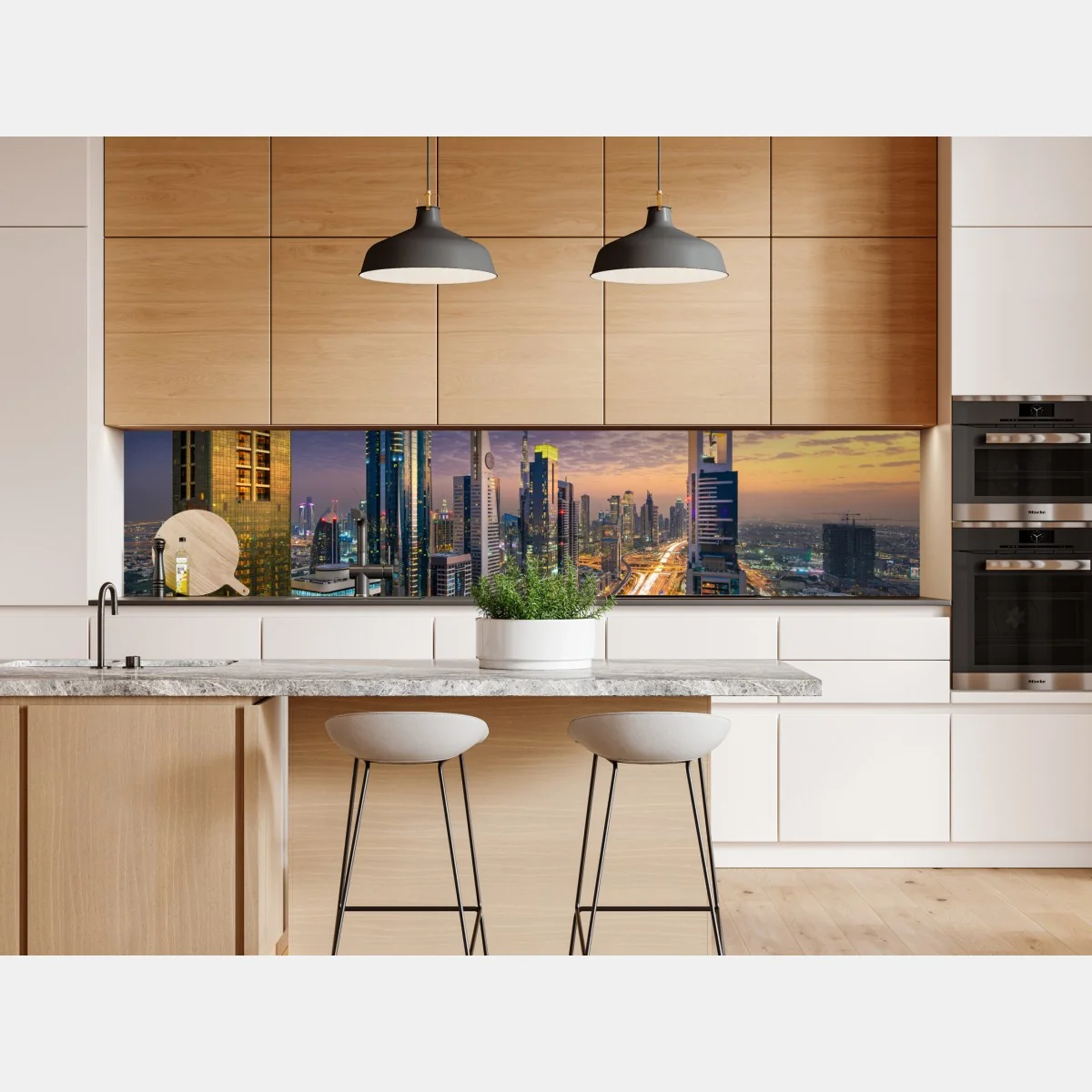 Naklejka repozycjonowalna panorama Dubaju o zmierzchu – Wallissimo® Naklejka repozycjonowalna panorama Dubaju o zmierzchu – Wallissimo®