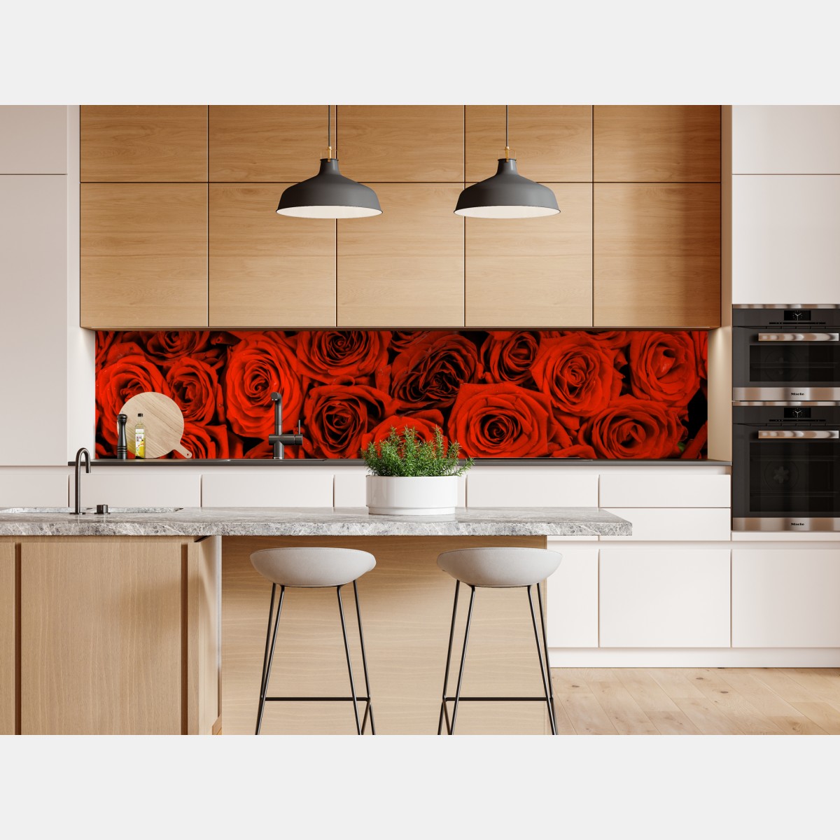 Naklejka repozycjonowalna bujny bukiet czerwonych róż – Wallissimo® Naklejka repozycjonowalna bujny bukiet czerwonych róż – Wallissimo®