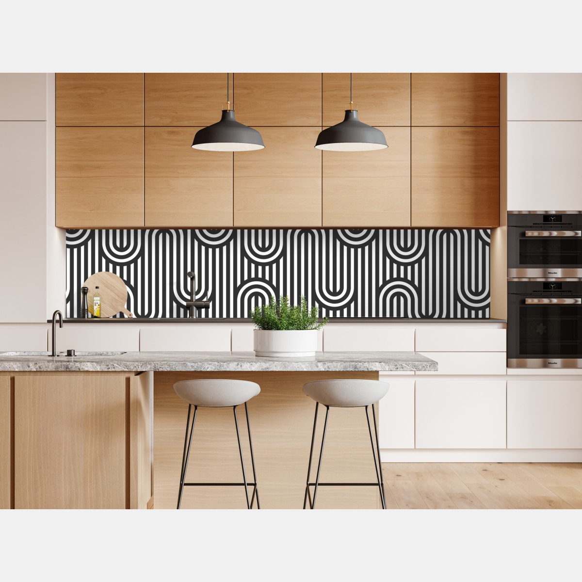 Naklejka repozycjonowalna czarno-biały geometryczny wzór optyczny – Wallissimo® Naklejka repozycjonowalna czarno-biały geometryczny wzór optyczny – Wallissimo®