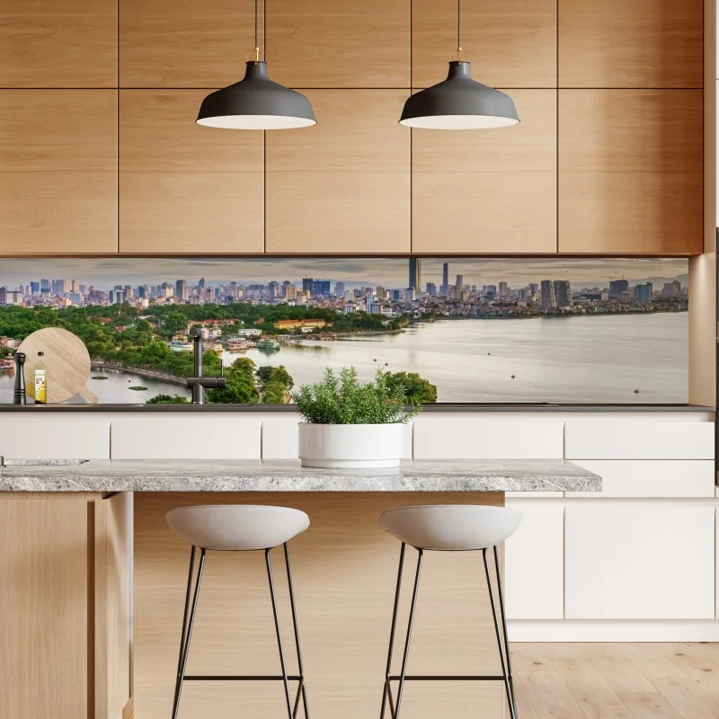 Naklejka repozycjonowalna unoszące się pęcherzyki oleju na głębokim gradiencie – Wallissimo®