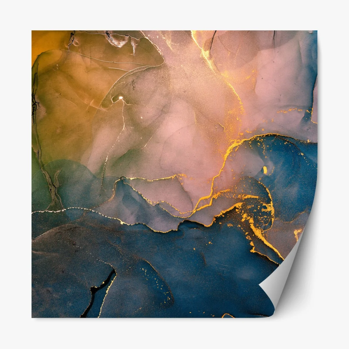 Naklejka repozycjonowalna niebiesko-złoty abstrakcyjny marmur – Wallissimo® Naklejka repozycjonowalna niebiesko-złoty abstrakcyjny marmur – Wallissimo®