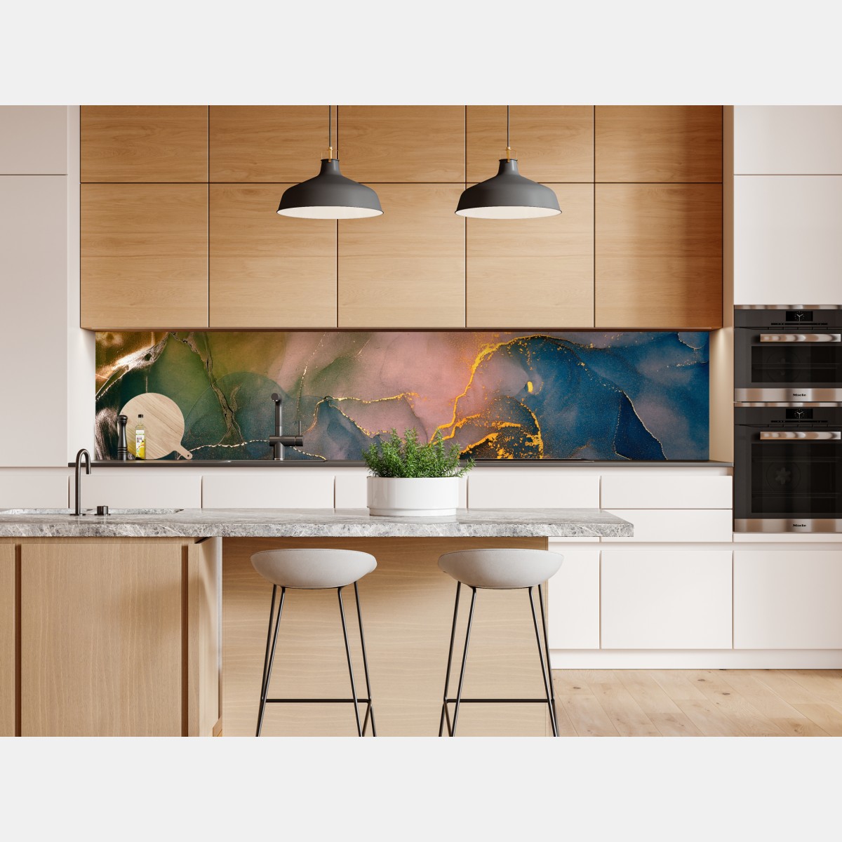 Naklejka repozycjonowalna niebiesko-złoty abstrakcyjny marmur – Wallissimo® Naklejka repozycjonowalna niebiesko-złoty abstrakcyjny marmur – Wallissimo®