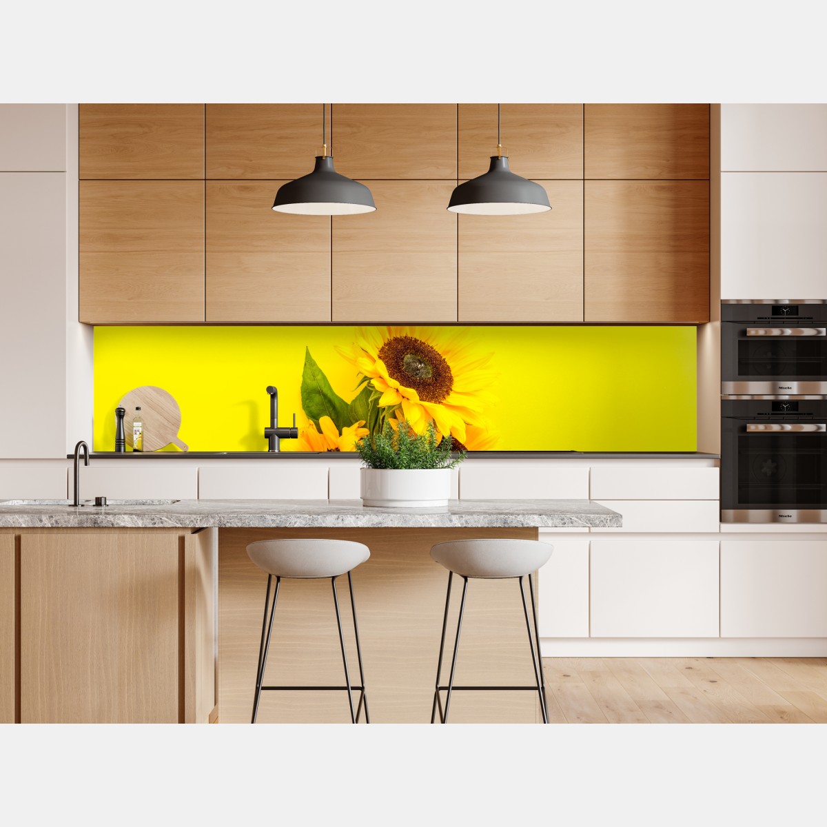 Naklejka repozycjonowalna jasny bukiet słoneczników na żółtym tle – Wallissimo® Naklejka repozycjonowalna jasny bukiet słoneczników na żółtym tle – Wallissimo®