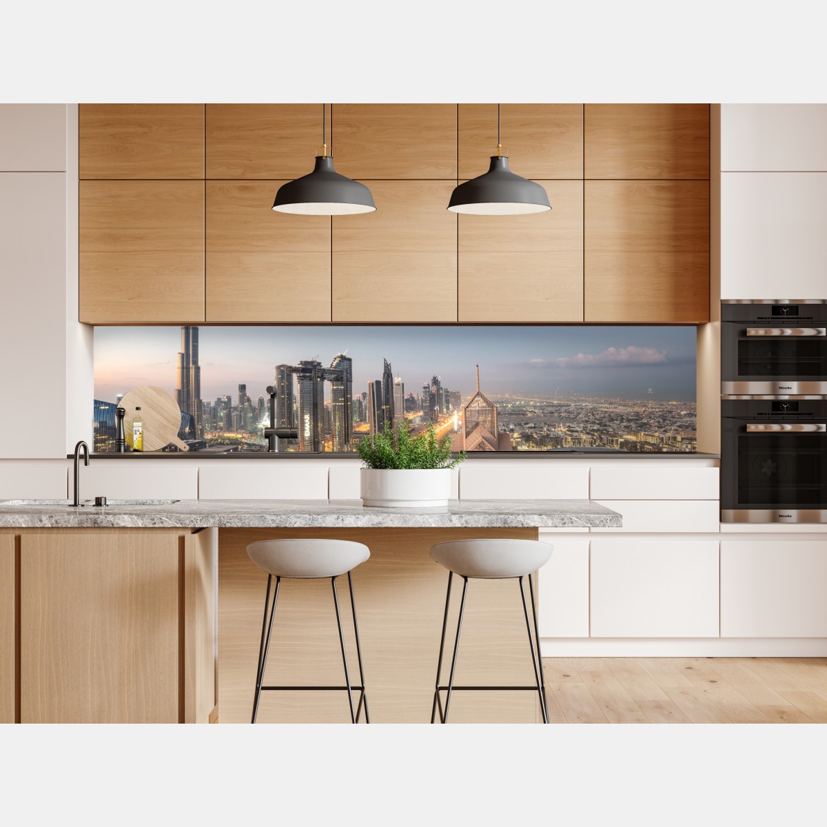 Naklejka repozycjonowalna panorama Dubaju o zmierzchu – Wallissimo® Naklejka repozycjonowalna panorama Dubaju o zmierzchu – Wallissimo®