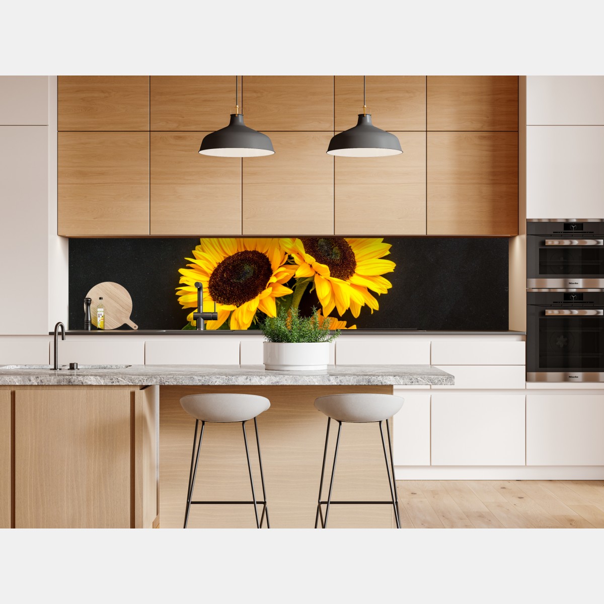 Naklejka repozycjonowalna słoneczniki na czarnym tle – Wallissimo® Naklejka repozycjonowalna słoneczniki na czarnym tle – Wallissimo®