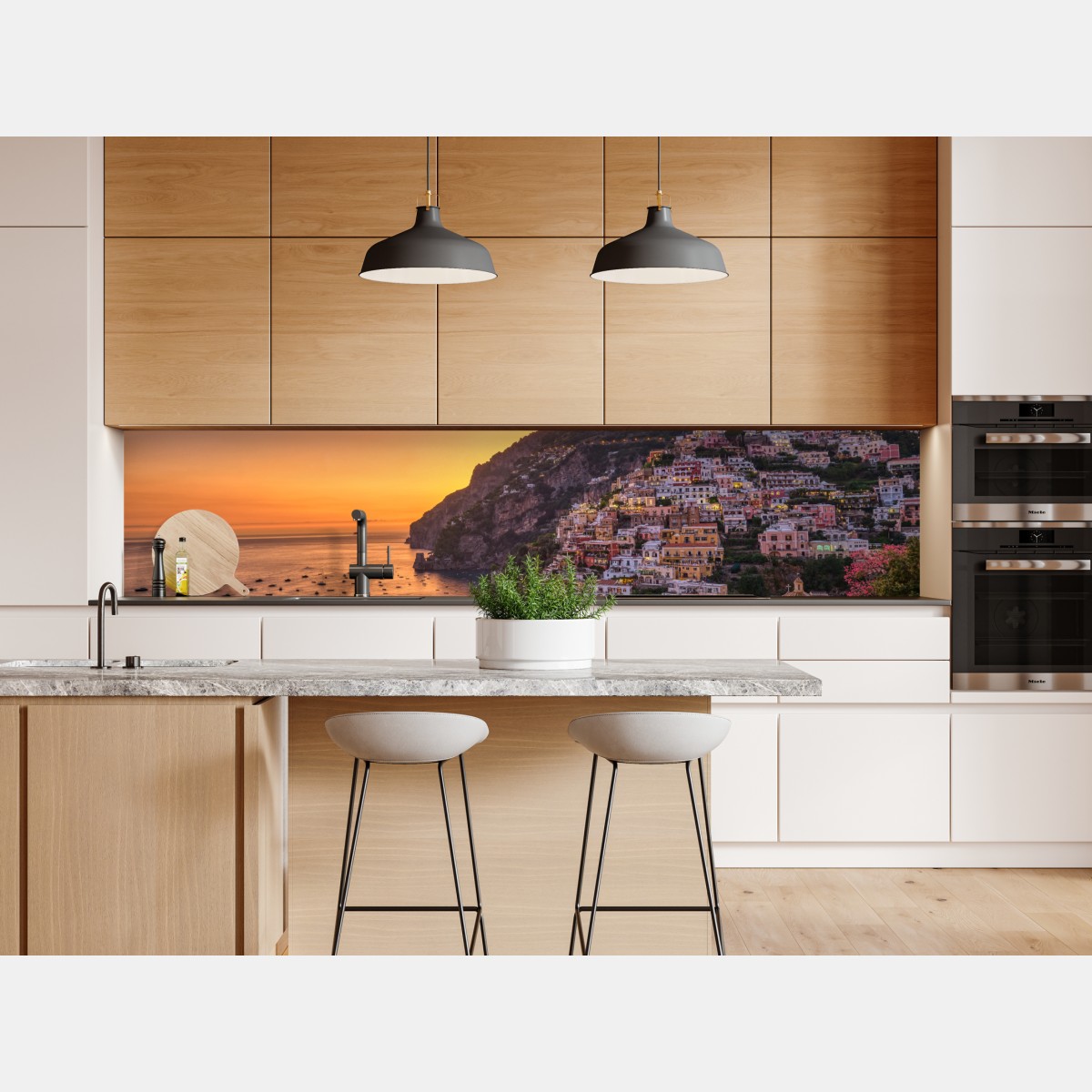 Naklejka repozycjonowalna zachód słońca nad Positano, Wybrzeże Amalfitańskie – Wallissimo® Naklejka repozycjonowalna zachód słońca nad Positano, Wybrzeże Amalfitańskie – Wallissimo®