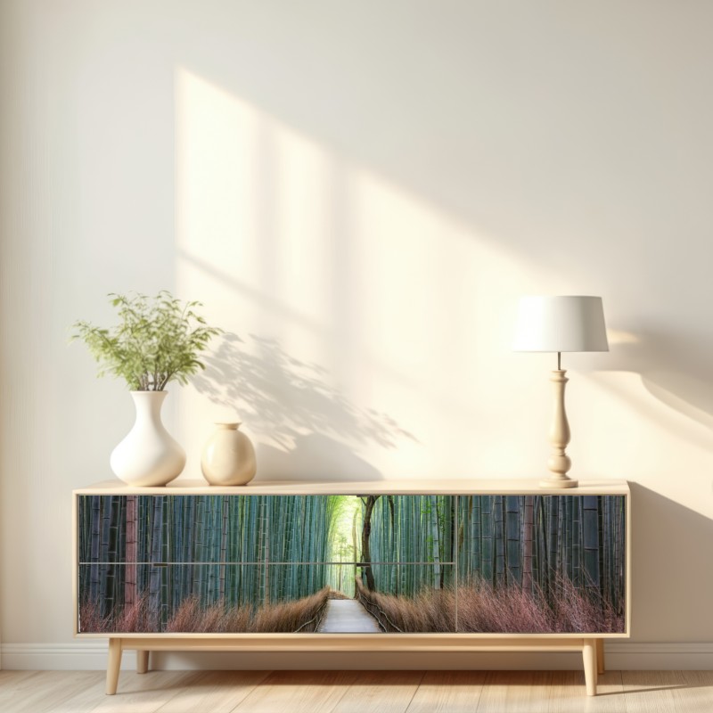 Naklejka repozycjonowalna spokojna ścieżka w lesie bambusowym – Wallissimo® Naklejka repozycjonowalna spokojna ścieżka w lesie bambusowym – Wallissimo®