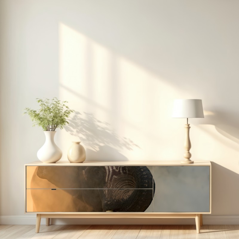 Naklejka repozycjonowalna majestatyczny słoń z Tajlandii z kłami – Wallissimo® Naklejka repozycjonowalna majestatyczny słoń z Tajlandii z kłami – Wallissimo®