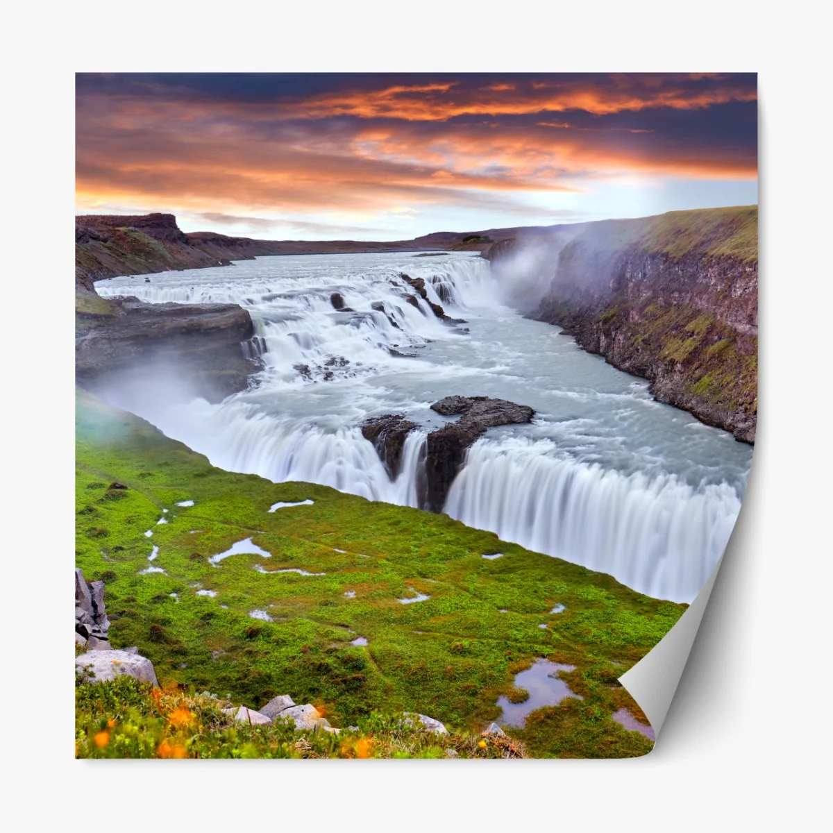 Naklejka repozycjonowalna panoramiczny widok wodospadu Gullfoss – Wallissimo® Naklejka repozycjonowalna panoramiczny widok wodospadu Gullfoss – Wallissimo®