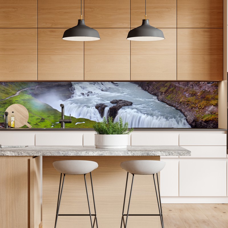 Naklejka repozycjonowalna lodowe turkusowe odbicie gór – Wallissimo®