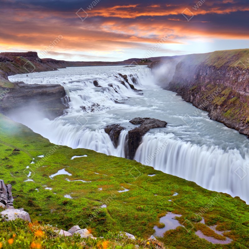 Naklejka repozycjonowalna panoramiczny widok wodospadu Gullfoss – Wallissimo® Naklejka repozycjonowalna panoramiczny widok wodospadu Gullfoss – Wallissimo®