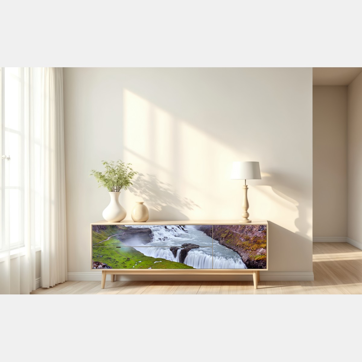 Naklejka repozycjonowalna panoramiczny widok wodospadu Gullfoss – Wallissimo® Naklejka repozycjonowalna panoramiczny widok wodospadu Gullfoss – Wallissimo®