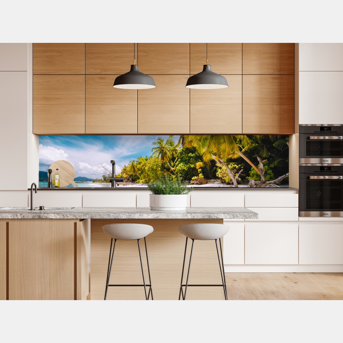 Naklejka repozycjonowalna tropikalna plaża z palmami – Wallissimo® Naklejka repozycjonowalna tropikalna plaża z palmami – Wallissimo®