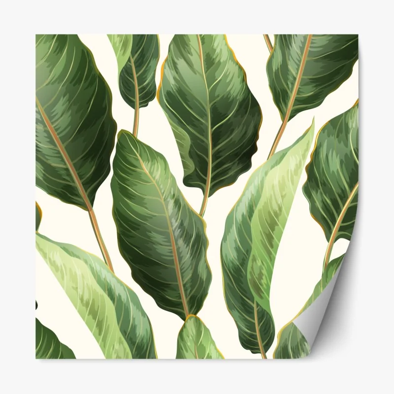 Naklejka repozycjonowalna żywy wzór hibiskusa w stylu retro – Wallissimo®