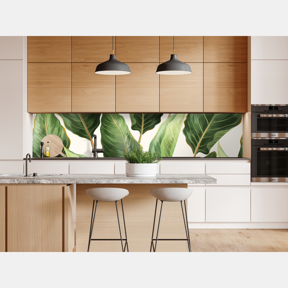 Naklejka repozycjonowalna tropikalny wzór z liśćmi bananowca – Wallissimo® Naklejka repozycjonowalna tropikalny wzór z liśćmi bananowca – Wallissimo®