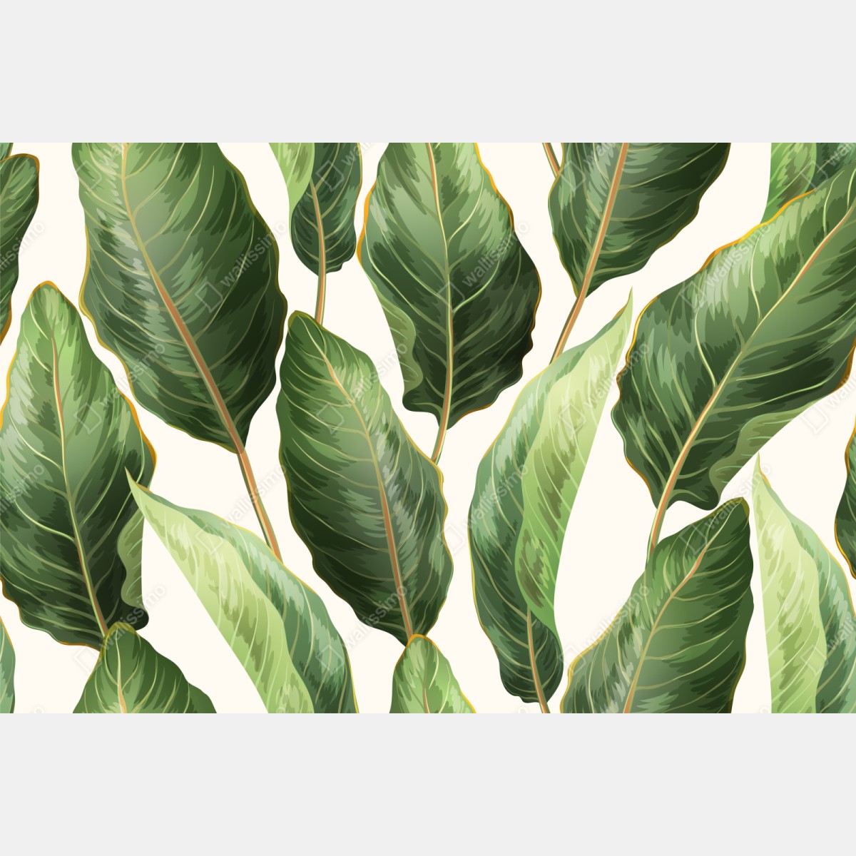 Naklejka repozycjonowalna tropikalny wzór z liśćmi bananowca – Wallissimo® Naklejka repozycjonowalna tropikalny wzór z liśćmi bananowca – Wallissimo®