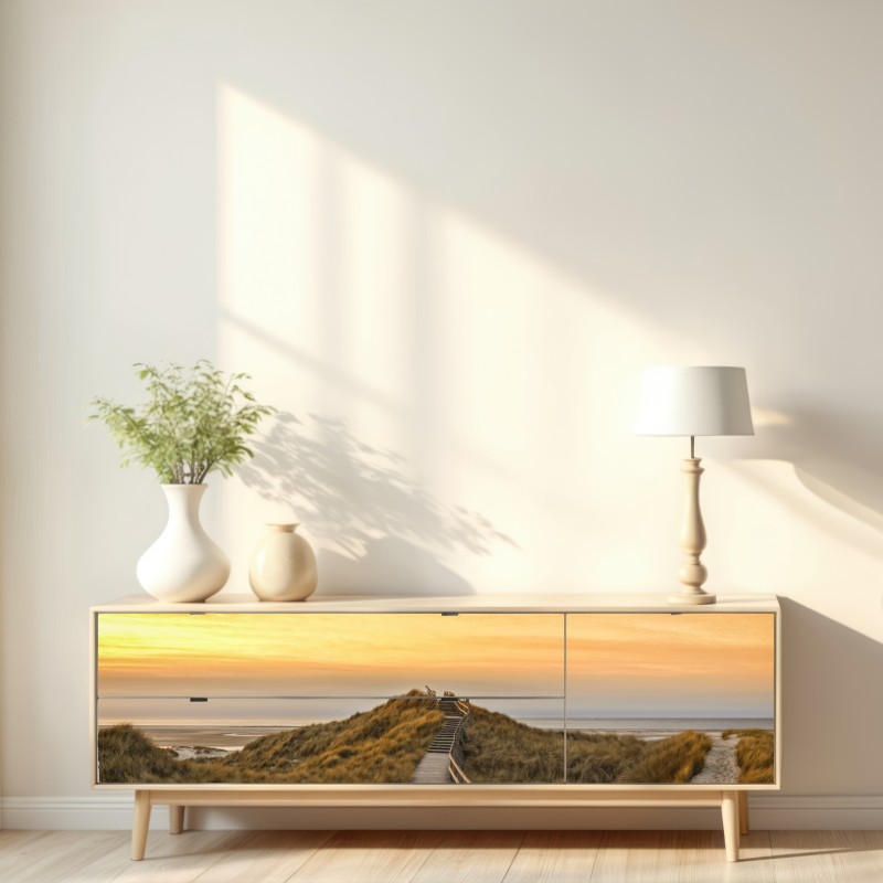 Naklejka repozycjonowalna zachód słońca nad plażą Amrum – Wallissimo® Naklejka repozycjonowalna zachód słońca nad plażą Amrum – Wallissimo®