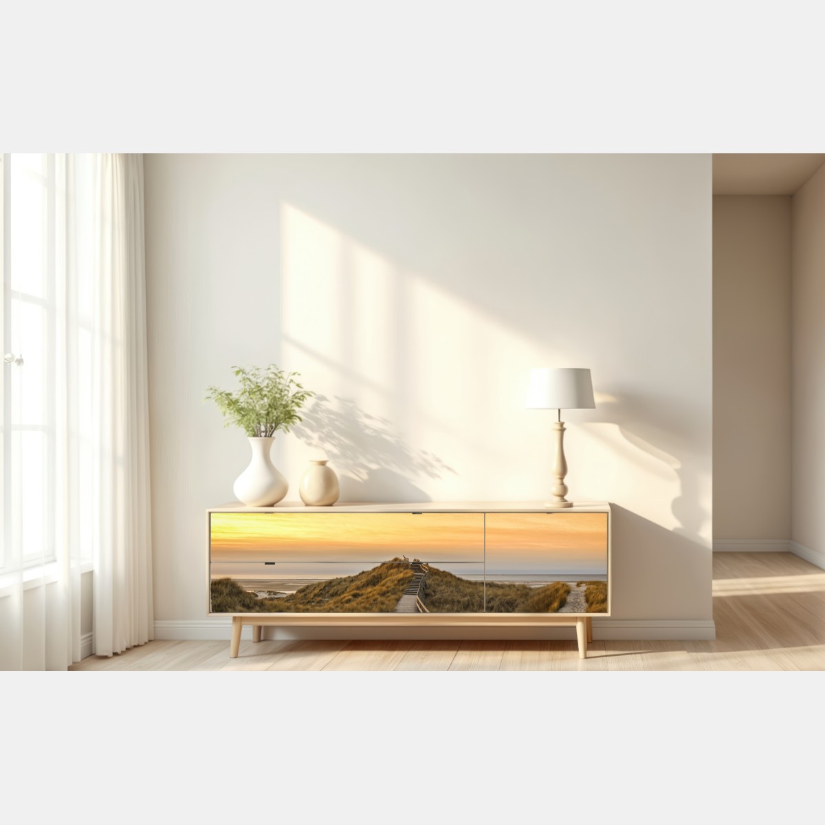 Naklejka repozycjonowalna zachód słońca nad plażą Amrum – Wallissimo® Naklejka repozycjonowalna zachód słońca nad plażą Amrum – Wallissimo®