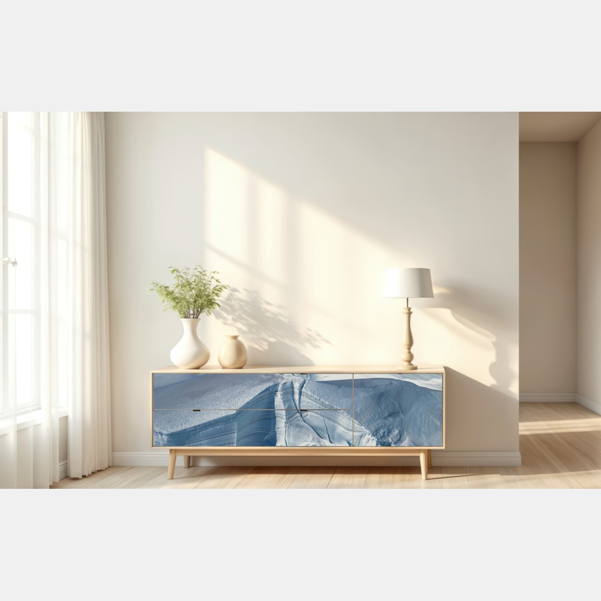 Naklejka repozycjonowalna lodowiec i szczelina w błękicie – Wallissimo® Naklejka repozycjonowalna lodowiec i szczelina w błękicie – Wallissimo®