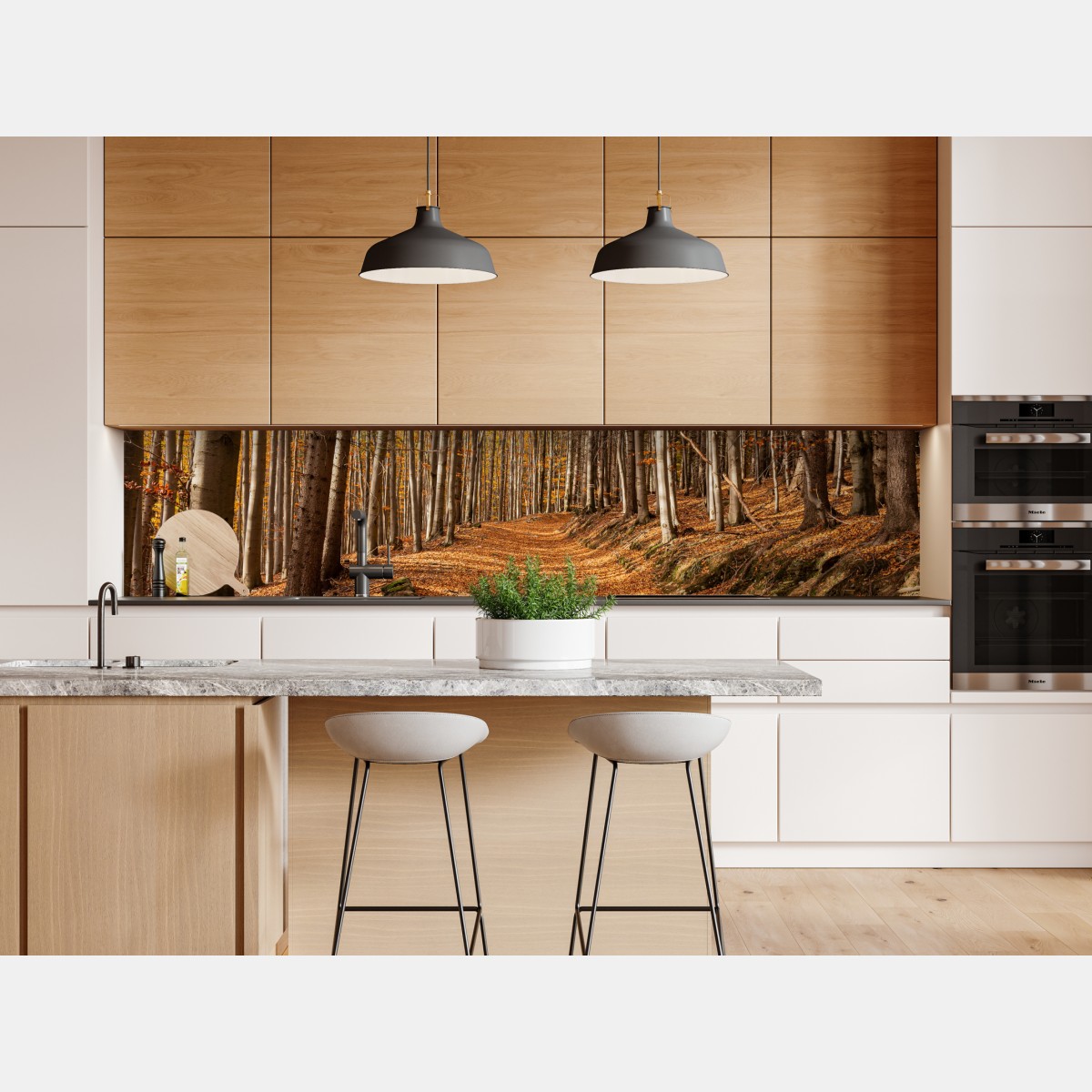 Naklejka repozycjonowalna jesienna ścieżka leśna w złotych liściach – Wallissimo® Naklejka repozycjonowalna jesienna ścieżka leśna w złotych liściach – Wallissimo®