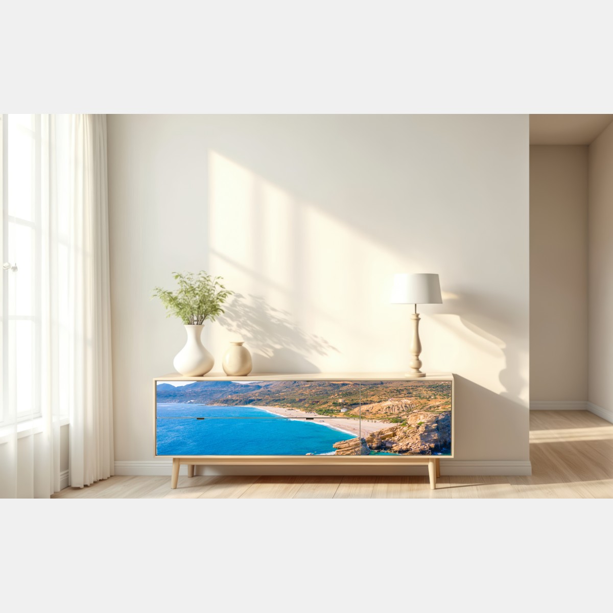 Naklejka repozycjonowalna turkusowe wybrzeże panorama plaży – Wallissimo® Naklejka repozycjonowalna turkusowe wybrzeże panorama plaży – Wallissimo®