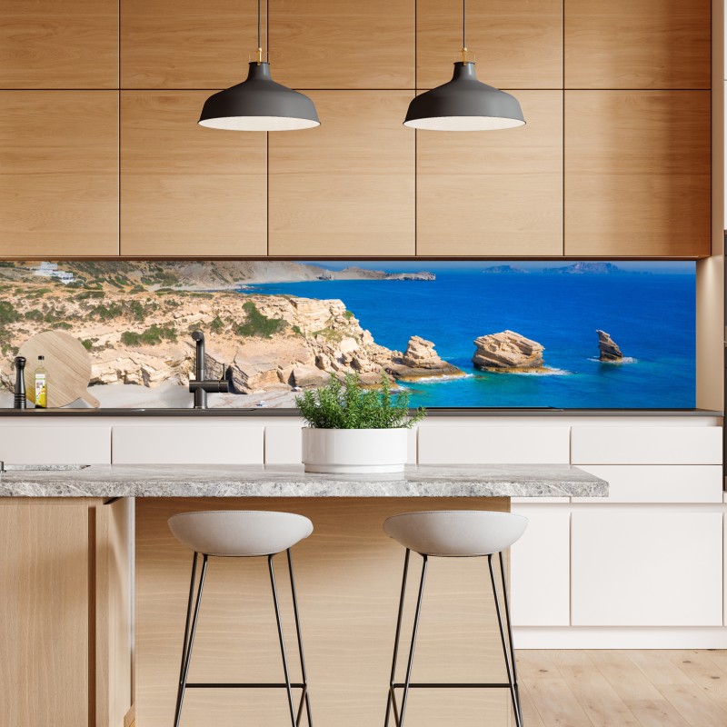 Naklejka repozycjonowalna intensywna różowa fasada z niebieskimi drzwiami – Wallissimo®