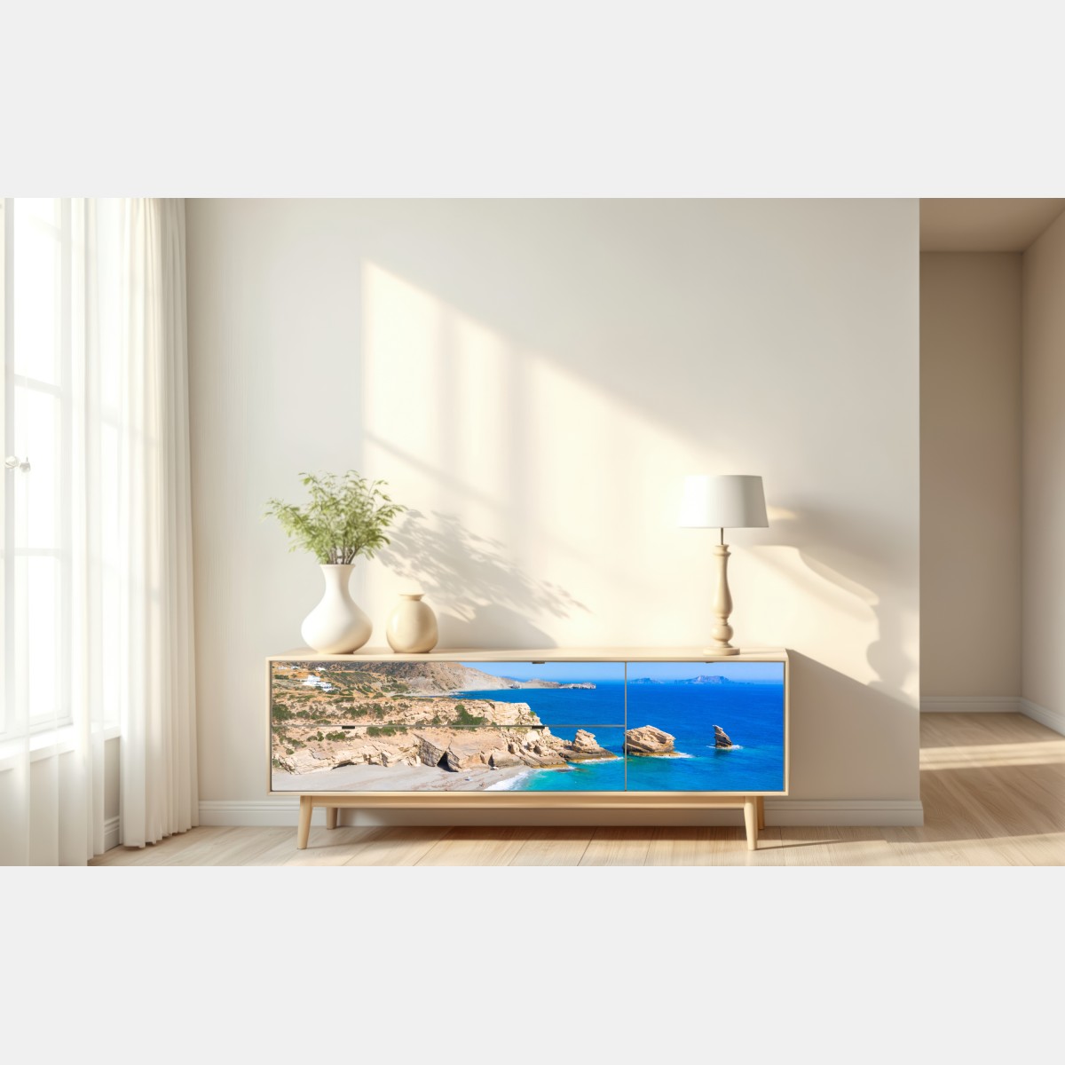 Naklejka repozycjonowalna turkusowa nadmorska oaza – Wallissimo® Naklejka repozycjonowalna turkusowa nadmorska oaza – Wallissimo®