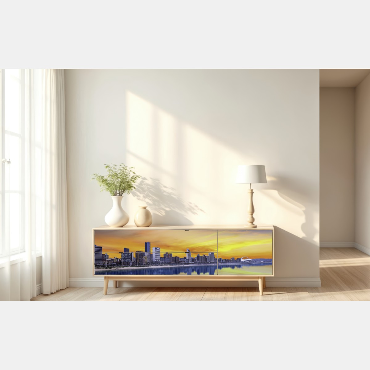 Naklejka repozycjonowalna Durban zmierzchowa panorama nad plażą – Wallissimo® Naklejka repozycjonowalna Durban zmierzchowa panorama nad plażą – Wallissimo®