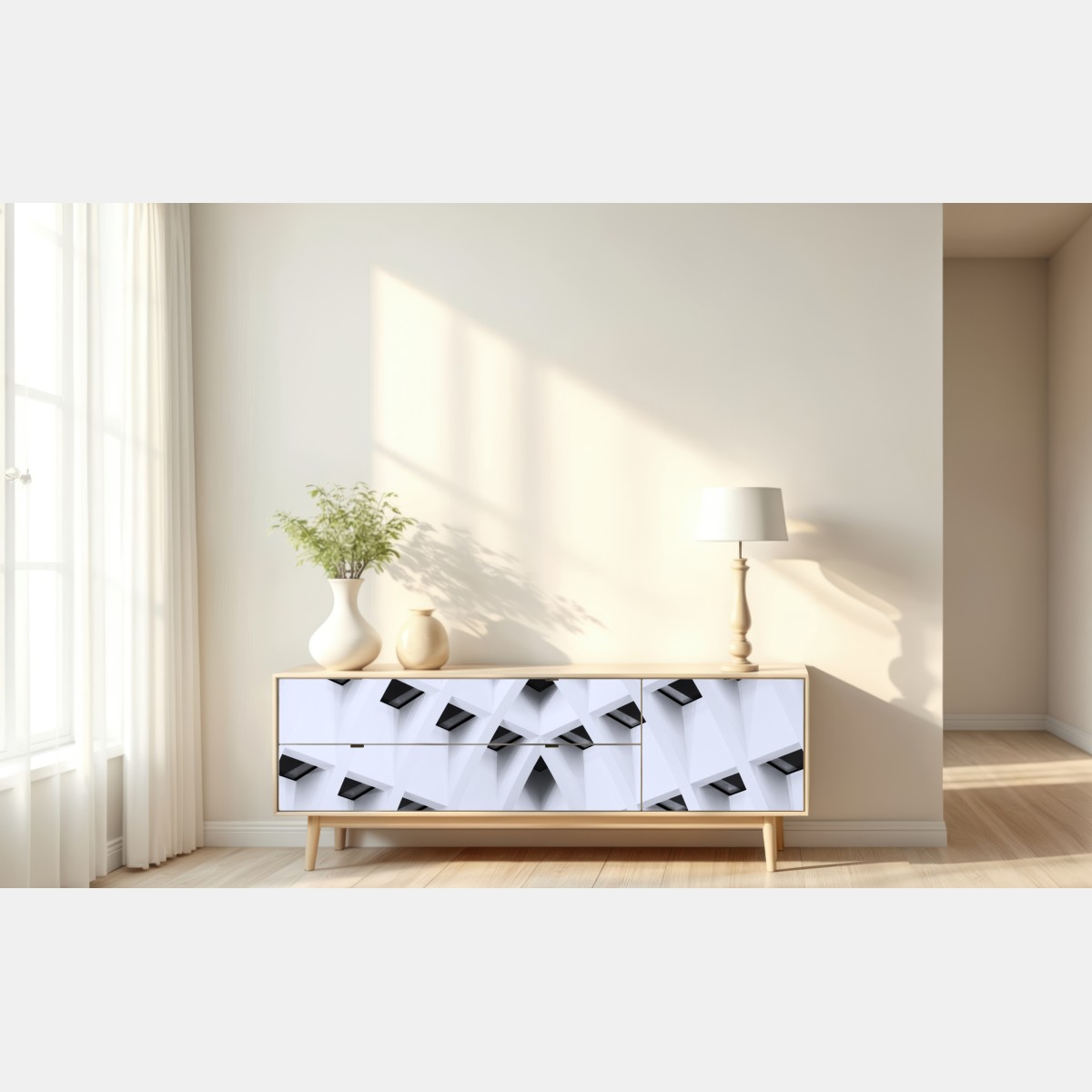 Naklejka repozycjonowalna geometryczny łukowy sufit – Wallissimo® Naklejka repozycjonowalna geometryczny łukowy sufit – Wallissimo®