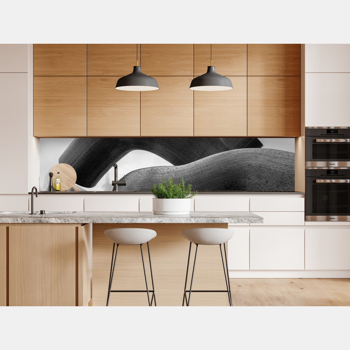 Naklejka repozycjonowalna krzywe formy abstrakcyjna rzeźba w odcieniach szarości – Wallissimo® Naklejka repozycjonowalna krzywe formy abstrakcyjna rzeźba w odcieniach szarości – Wallissimo®