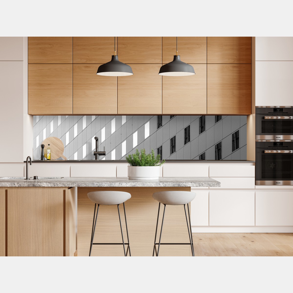 Naklejka repozycjonowalna minimalistyczna fasada z geometrycznym wzorem – Wallissimo® Naklejka repozycjonowalna minimalistyczna fasada z geometrycznym wzorem – Wallissimo®