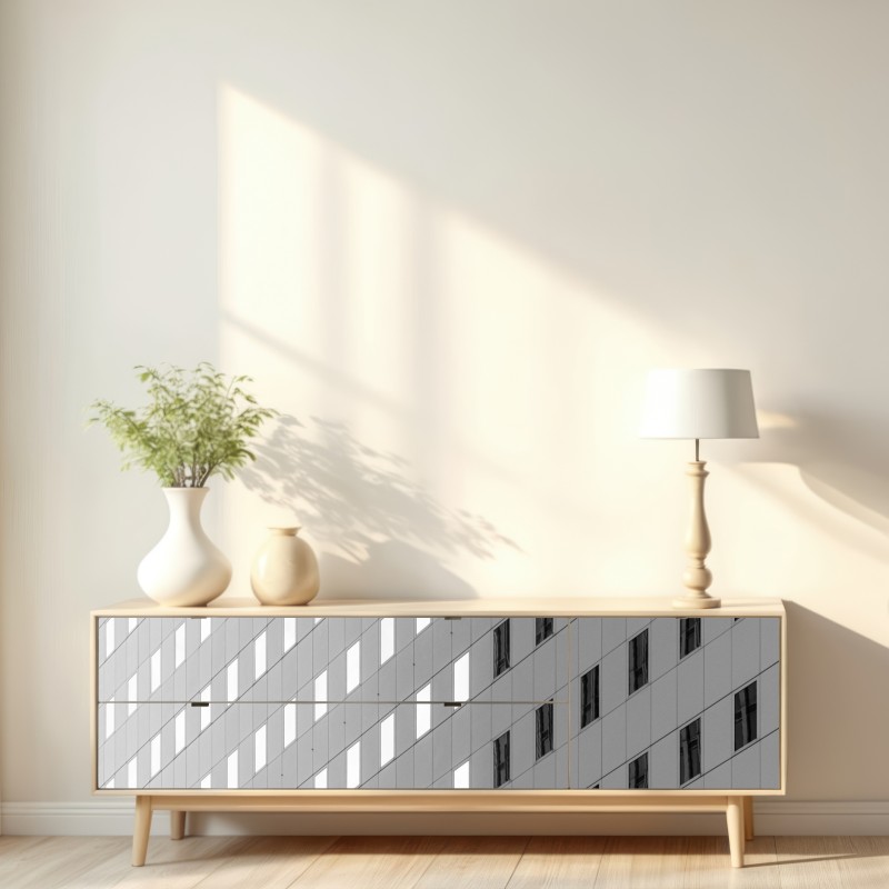 Naklejka repozycjonowalna minimalistyczna fasada z geometrycznym wzorem – Wallissimo® Naklejka repozycjonowalna minimalistyczna fasada z geometrycznym wzorem – Wallissimo®