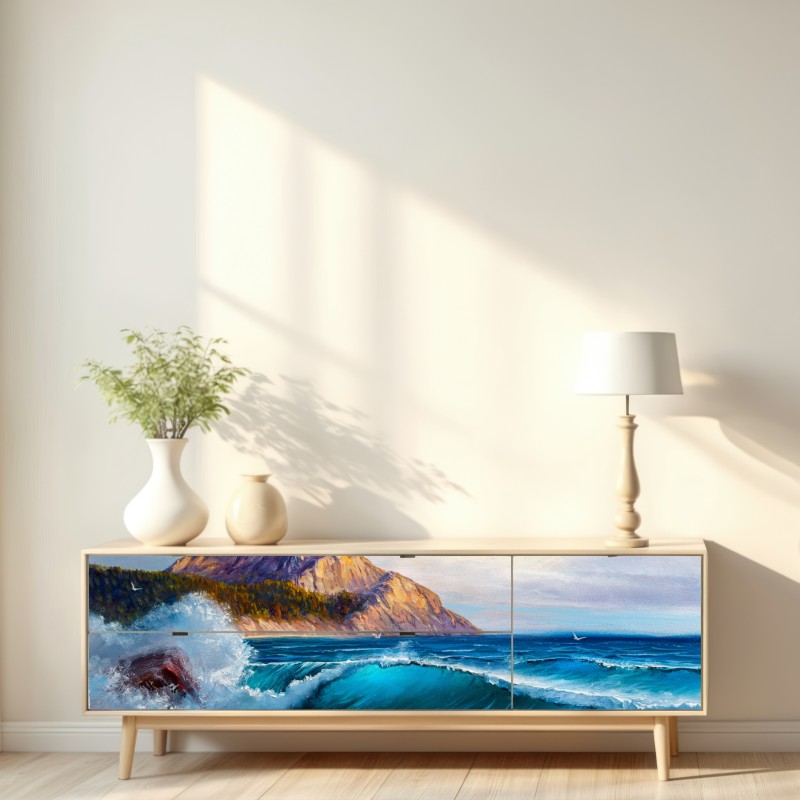 Naklejka repozycjonowalna turkusowa fala - pejzaż morski – Wallissimo® Naklejka repozycjonowalna turkusowa fala - pejzaż morski – Wallissimo®