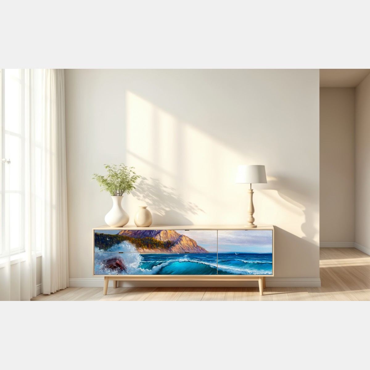 Naklejka repozycjonowalna turkusowa fala - pejzaż morski – Wallissimo® Naklejka repozycjonowalna turkusowa fala - pejzaż morski – Wallissimo®