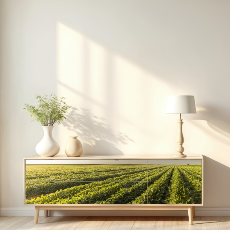 Naklejka repozycjonowalna słoneczne pole soi o zmierzchu – Wallissimo® Naklejka repozycjonowalna słoneczne pole soi o zmierzchu – Wallissimo®