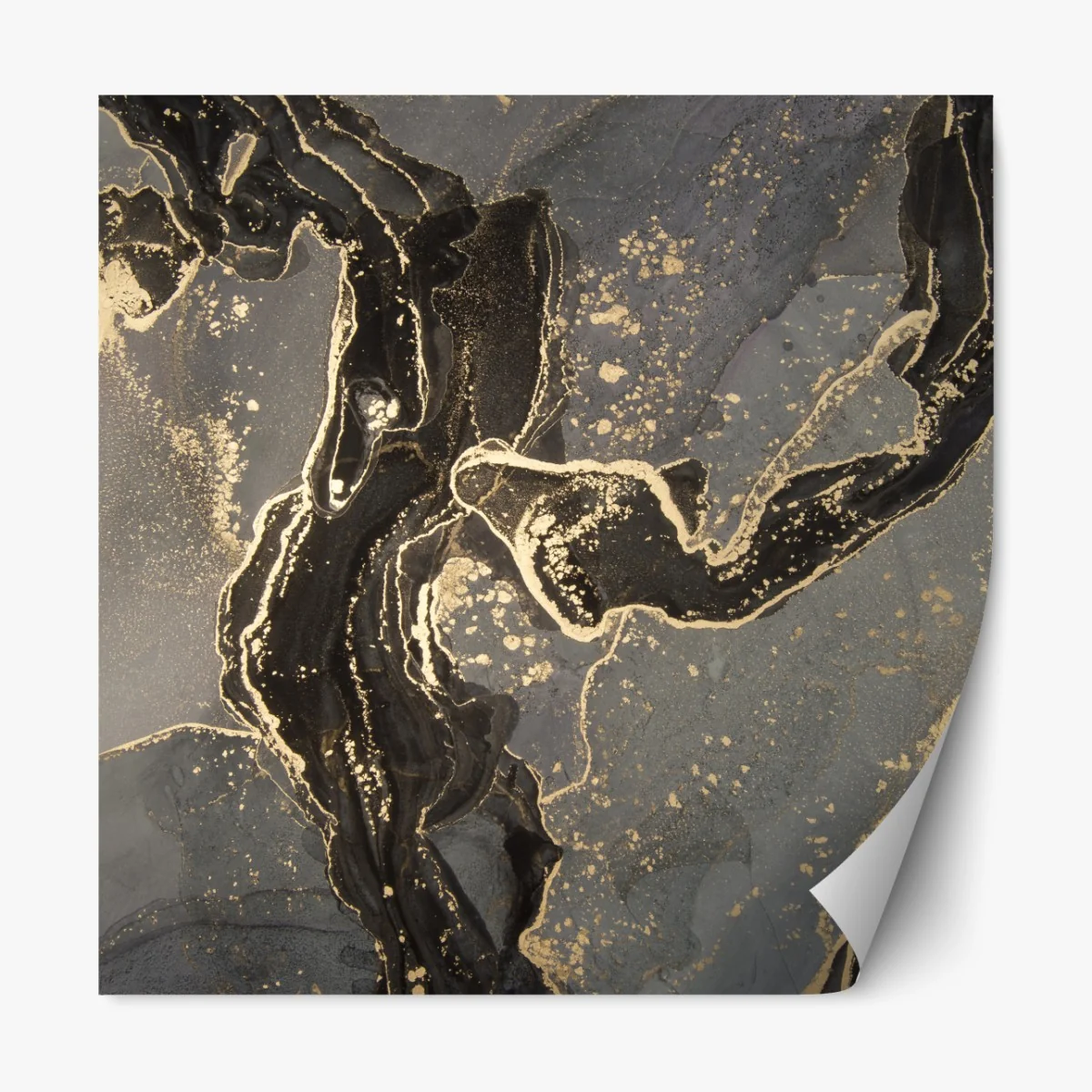 Naklejka repozycjonowalna luksusowy czarno-złoty marmur abstrakcyjny – Wallissimo® Naklejka repozycjonowalna luksusowy czarno-złoty marmur abstrakcyjny – Wallissimo®