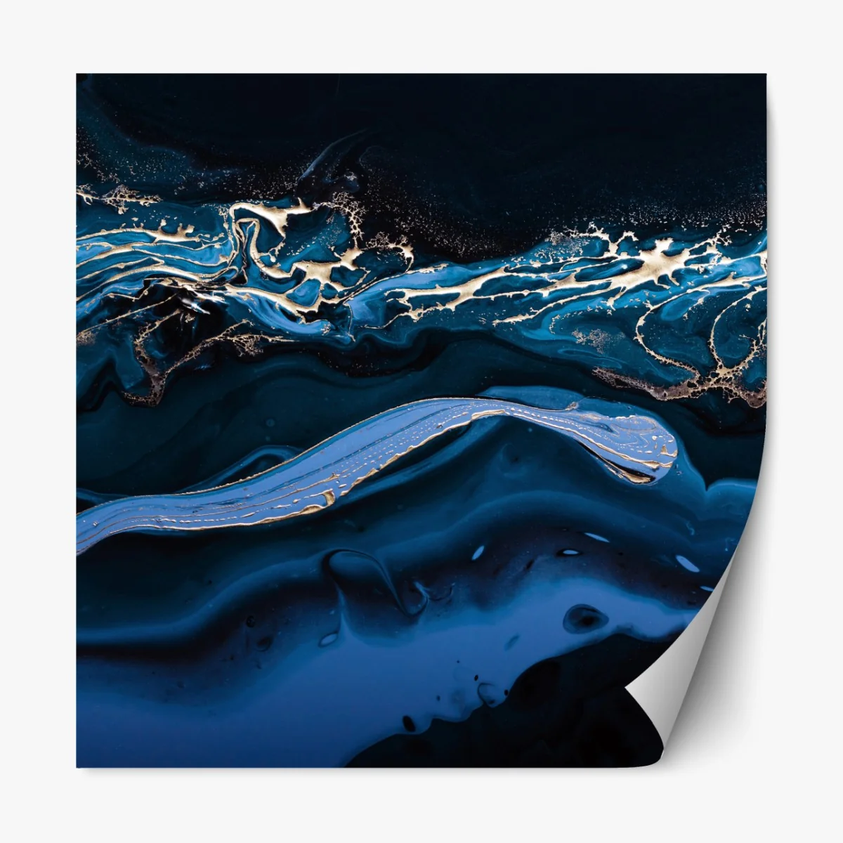Naklejka repozycjonowalna granatowo-złota abstrakcja w ruchu – Wallissimo® Naklejka repozycjonowalna granatowo-złota abstrakcja w ruchu – Wallissimo®