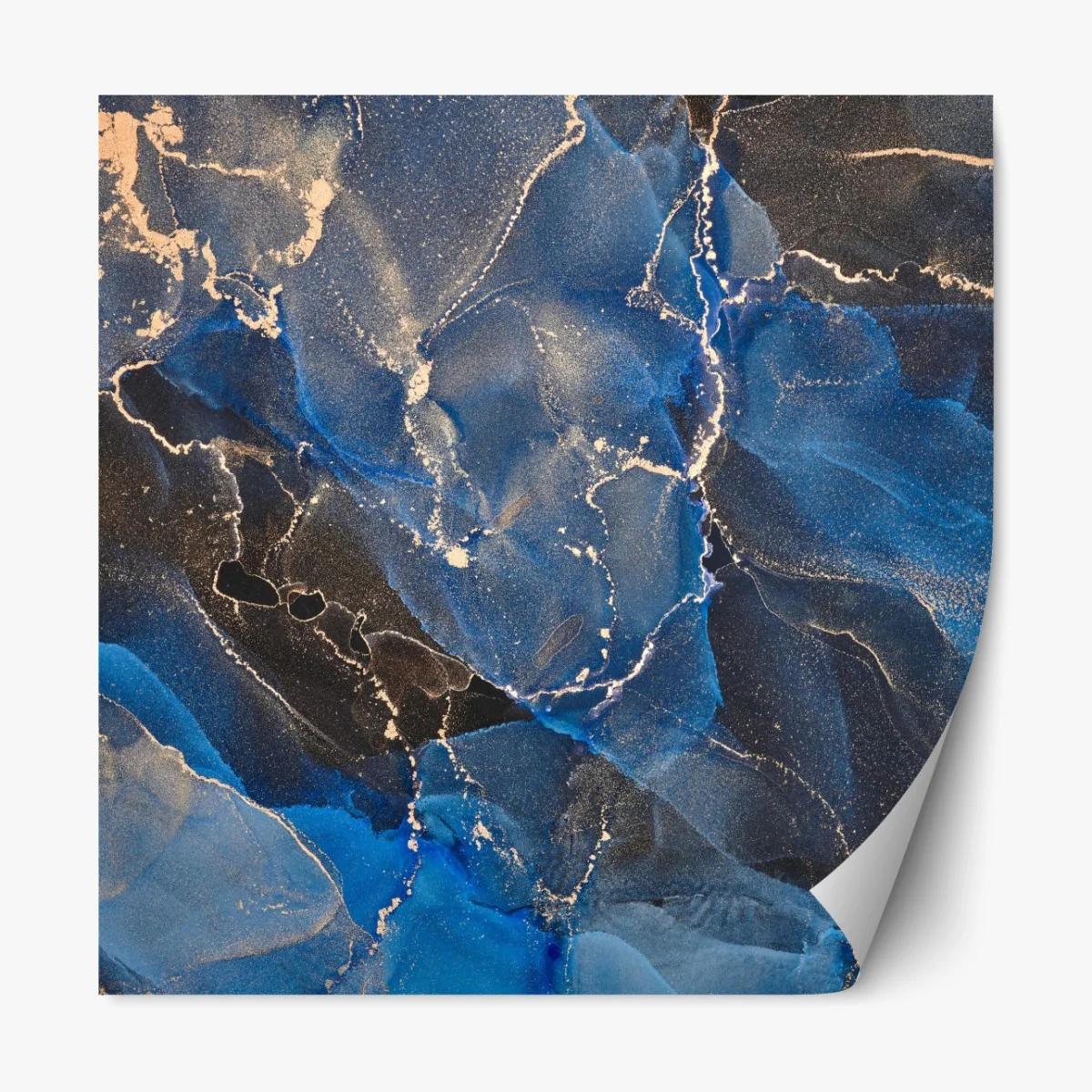 Naklejka repozycjonowalna luksusowe niebiesko-złote abstrakcyjne fale – Wallissimo® Naklejka repozycjonowalna luksusowe niebiesko-złote abstrakcyjne fale – Wallissimo®