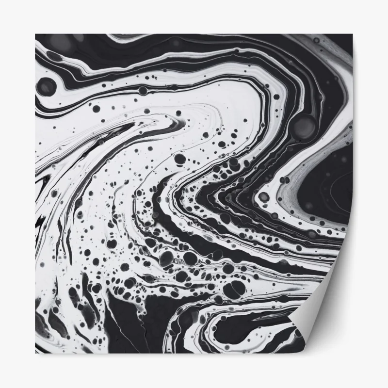 Naklejka repozycjonowalna czarno-biała marmurowa abstrakcja