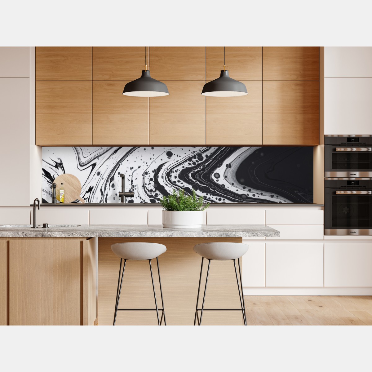 Naklejka repozycjonowalna czarno-biała marmurowa abstrakcja – Wallissimo® Naklejka repozycjonowalna czarno-biała marmurowa abstrakcja – Wallissimo®