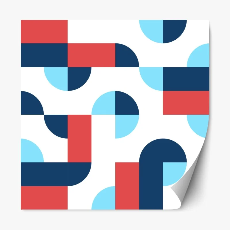 Naklejka repozycjonowalna odważny geometryczny wzór w granacie i koralu