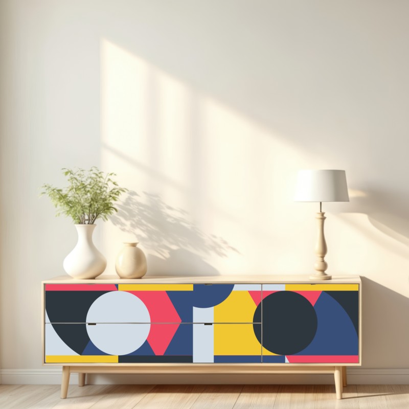 Naklejka repozycjonowalna żywa geometryczna kompozycja – Wallissimo® Naklejka repozycjonowalna żywa geometryczna kompozycja – Wallissimo®