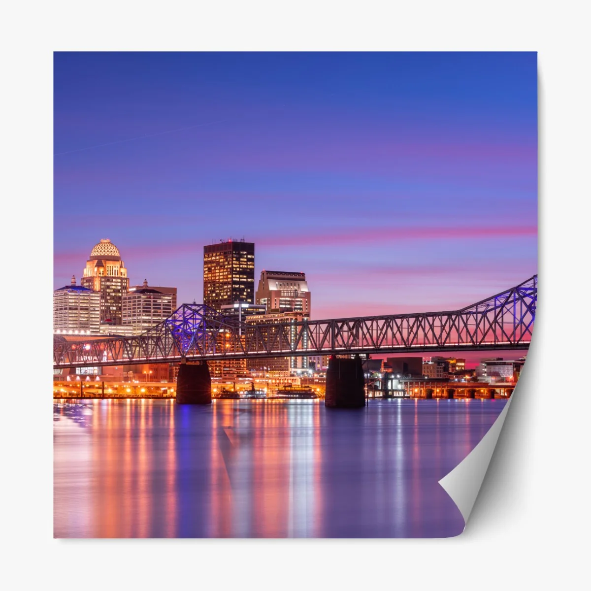 Naklejka repozycjonowalna Louisville panorama miasta o zmierzchu – Wallissimo® Naklejka repozycjonowalna Louisville panorama miasta o zmierzchu – Wallissimo®