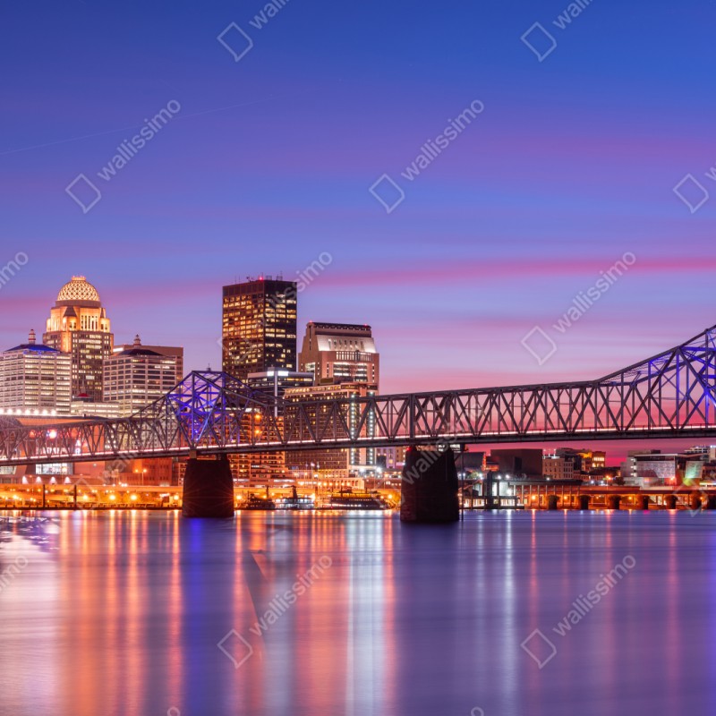 Naklejka repozycjonowalna Louisville panorama miasta o zmierzchu – Wallissimo® Naklejka repozycjonowalna Louisville panorama miasta o zmierzchu – Wallissimo®