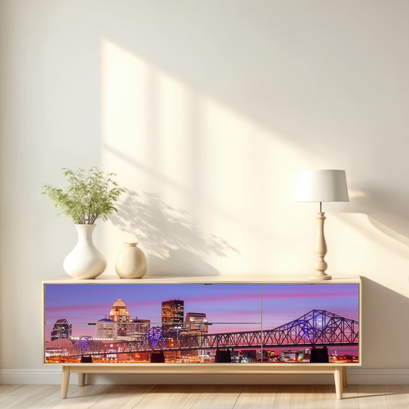 Naklejka repozycjonowalna Louisville panorama miasta o zmierzchu – Wallissimo® Naklejka repozycjonowalna Louisville panorama miasta o zmierzchu – Wallissimo®