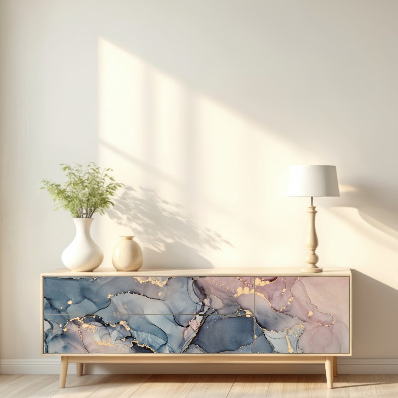 Naklejka repozycjonowalna delikatne pastelowe płynne marmury ze złotymi żyłkami – Wallissimo® Naklejka repozycjonowalna delikatne pastelowe płynne marmury ze złotymi żyłkami – Wallissimo®