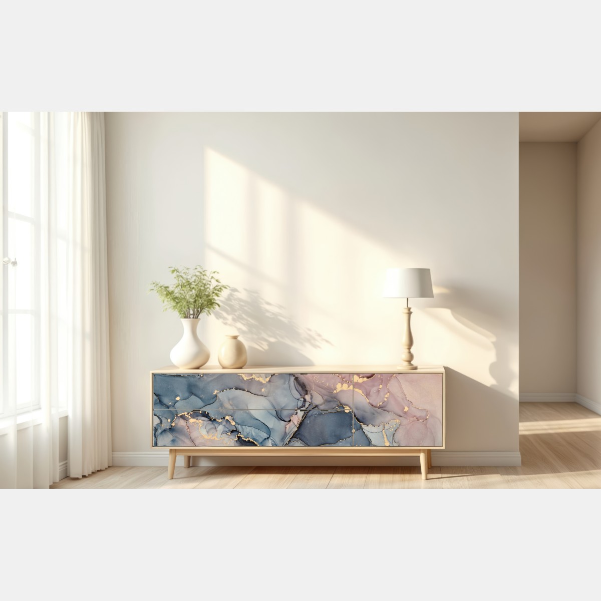 Naklejka repozycjonowalna delikatne pastelowe płynne marmury ze złotymi żyłkami – Wallissimo® Naklejka repozycjonowalna delikatne pastelowe płynne marmury ze złotymi żyłkami – Wallissimo®